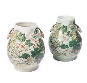 Pair of Chinese ceramic vases with landscape scenes, Repulic period. 48cm each
