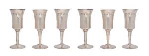 Set of six sterling silver wine goblets by Toye, Kenning & Spencer, 1973 with Birmingham Bi-centenary of Birmingham Assay mark, 16.5cm high, approx. 940 grams.