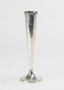 Victorian sterling silver tulip vase by William Gibson & John Langman, London, 1899, with floral rim, 23cm high, approx. 138 grams