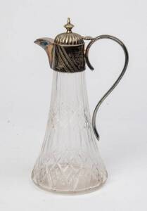 Silver plate & crystal claret jug, English 19th century. 27cm.