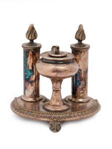 Silver plate table cigar lighter, early 20th century. 14cm.