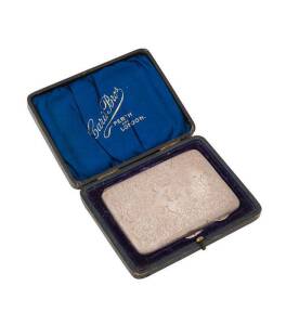 Sterling silver ladies pocket compendium fitted with ivory writing slate, silver pen & silk compartments. Housed in original plush fitted leather box. Retailed by Caris Bros, Perth & London. Made in Birmingham, 1903.