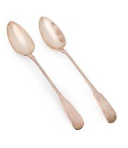 Pair of Georgian sterling silver basting spoons, London circa 1803.