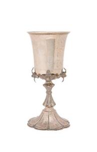Silver goblet with unusual acorn motif & gilt wash interior, 20th Century.
