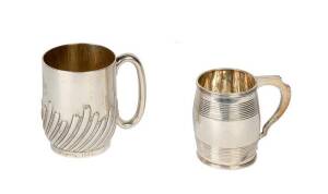 Two sterling silver christening mugs, Georgian & Victorian.