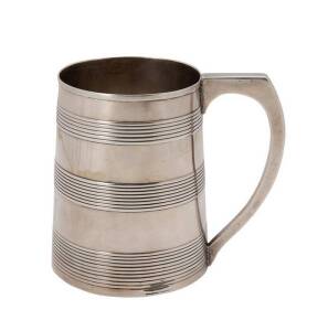 HESTER BATEMAN sterling silver tankard, London circa 1786 with engraved initials "W.B" (Possible made for William Bateman). 340+ grams