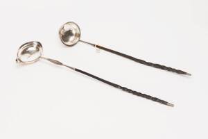 Two antique sterling silver toddy ladles by Peter, Ann & William BATEMAN London circa 1799, & J.Sone of Exeter Circa 1856