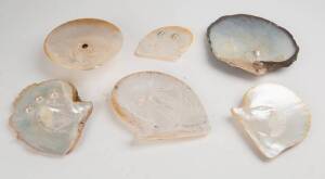Group of West Australian pearl shells & ornaments including carved Aboriginal example. (18 items)