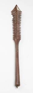 A Throwing Club, Samoa. Double edged sword shaped club, serrated and terminating in a sharp tip. 66 cm