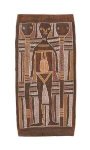 Mithili Wanambi&nbsp;(circa 1923-1981), Untitled (1970s), natural earth pigments on eucalyptus bark.