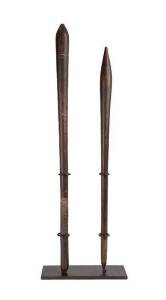 Two fine & early clubs, Queensland (19th Century), carved hardwood. Longest 81cm