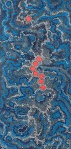 GABRIELLA POSSUM NUNGURRAYI (1967-): Aboriginal dot painting, acrylic on canvas, 187 x 91cm
