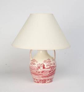 A Spode "Pink Tower" patterned vase (converted into a lamp), 20th century. Vase 27cm&nbsp;