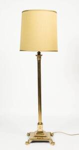 A brass Corinthian column standard lamp and shade. 188cm&nbsp;