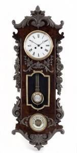 French regulator wall clock fitted with barometer, 19th Century. 87 cm.