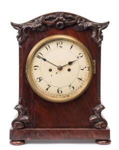 A fine English bracket clock with fusee movement in flame mahogany case, early 19th Century. 44cm