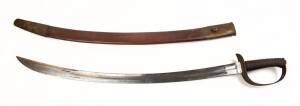 English cavalry sabre 19th Century in leather scabbard. 91cm.