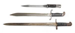 Group of 3 bayonets, German & English, early 20th Century. Largest 60cm