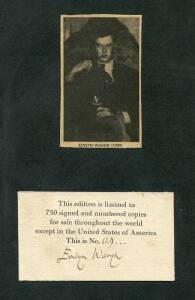 c1929 Evelyn WAUGH on a piece, on a black card together with a portrait. Numbered "119/750".