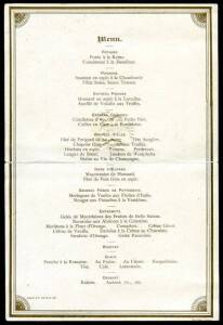 GEORGE ROUS, 3rd EARL OF STRADBROKE (1862-1947, 15th Governor of Victoria 1921-31): Beautiful 1883 menu to his 21st Birthday "Coming of Age of Viscount Dunwich 22nd November 1883".