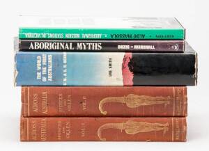 AUSTRALIAN ABORIGINES: "Across Australia" by Spencer & Gillen; 2 vols. [1912], with colour plates, photographs and illustrations. Also, 3 later volumes. (5 items).