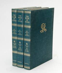 ROYALTY: "The Book of Kings" by Arnold McNaughton [Quadrangle/The New York Times Book Company, 1973]. Hardcover. First edition. Three volume set. 511pp., 512-1,086pp., 394pp. Dark blue cloth, gilt insignia stamped on front boards with gilt decoration and 