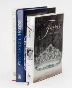 THE ROYAL JEWELS: A collection of hardcover books with dust jackets; titles including "The Queen's Diamonds", "The Queen's Jewels", "The Jewels of the Romanovs", "The Jewels of the Duchess of Windsor", "Tiaras - A History of Splendour" and 2 others. (7 vo