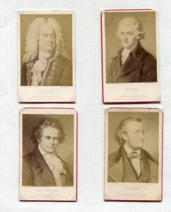 COMPOSERS: Cartes-de-visite of Handel, Haydn, Beethoven & Wagner, by Fred.Buckmann, London, based on paintings by Carl Jaeger in 1870, each overall 65x105cm. G/VG.