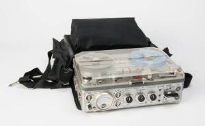 A Nagra Kudelski 4.2 tape recorder with power supply, fitted carry bag, original manual and QC documentation.