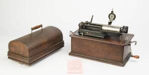 Edison Home Phonograph cylinder record player with original horn & approximately 27 records.
