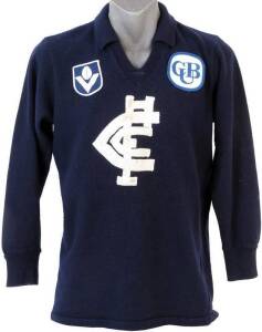 CARLTON JUMPER, navy blue wool, with cloth "CFC" logo