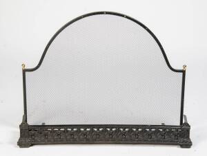 A metal fire fender, late 19th Century with a later arched screen. 92cm wide, 22cm deep&nbsp;