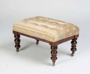 A Victorian gold upholstered foot stool.&nbsp;35cm high, 60cm wide, 40cm deep&nbsp;
