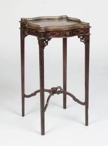 Chippendale style kettle stand with brass gallery, late 19th Century. 68cm high, 33cm wide, 33cm deep&nbsp;