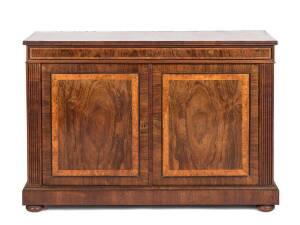 A Regency rosewood & various exotic inlaid timbers commode, English, circa 1810. 86cm x 126cm x 46cm