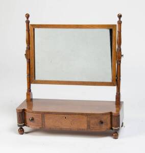 A Georgian mahogany dressing mirror with satin wood stringing & whalebone trim.60cm high, 56cm wide, 23cm deep
