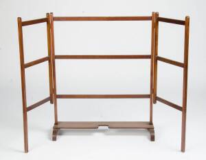 Antique walnut folding towel rack, early 20th Century. 88cm high, 72cm wide.
