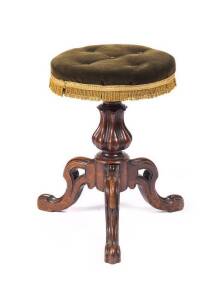 Victorian wind-up piano seat. 48cm high.&nbsp;
