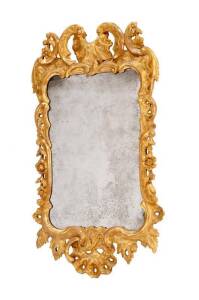 A good George III gilt wood wall mirror, English Circa 1760. 116cm high, 64cm wide. Provenance: Private Collection, Sydney.