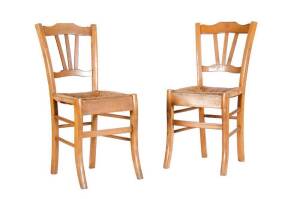 A set of four rush seated farmhouse kitchen chairs, 82cm high, 37cm wide