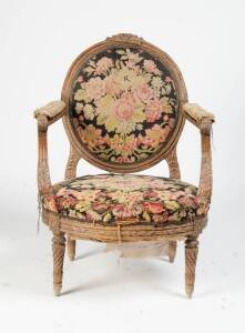 BERGERE French carved walnut framed armchair, mid 19th Century