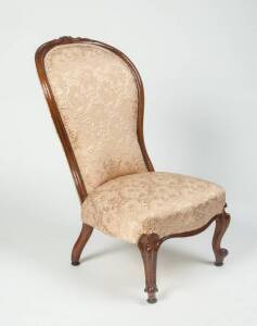 Ladies antique walnut framed salon chair, circa 1870s