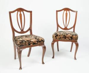 Pair of side chairs with shield shaped backs, early 20th Century.