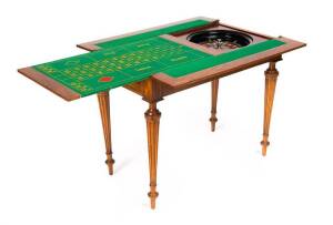 French walnut & kingwood games table fitted for cards, roulette, chess, backgammon etc, early to mid 20th&nbsp;Century. 73cm high, 90cm&nbsp;wide, 51cm deep