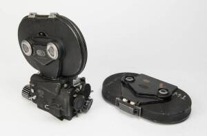 ARNOLD & RICHTER (Germany): Arriflex 16M 16mm movie camera with eyepiece/cap and two film magazines.