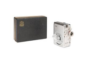 BOLSEY CORPORATION (USA): Bolsey 8 with Bolsey-Elgeet Navitar 10mm f1.8 in presentation case with manual. The camera appears to be unused.