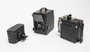 GRAFLEX (FOLMER & SCHWING; GRAFLEX INC.) (USA): Graflex cameras (3). Comprising an RB Series B (21/4 x 31/4) with Kodak 51/2 inch f4.5, a National Graflex Series II with B&L Tessar 10cm f3.5, and a Miniature Speed Graphic with 101mm Wollensak f4.5 and Gra