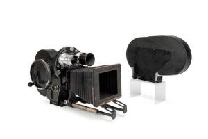 KRANSNOGORSK MECHANICAL FACTORY (Russia): Konvas KCP 1M 35mm movie camera kit with camera body, three film magazines, cable, and 35mm, 50mm, and 135mm lenses all in fitted case. Additionally, a 120m film magazine and matched matte box.