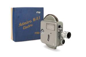 MEOPTA (Czechoslovakia): Meopta Admira 16 A1 electric 16mm movie camera in maker's fitted box with battery pack and rewind key.