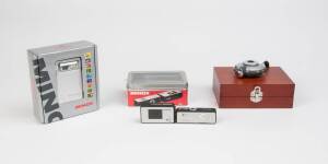 MINOX (Germany): Minox digital cameras comprising a Minox DSC (Digital Spy Camera) with DSC flash attachment, a Minox DM 1 and a Minox DD1 A Diamond. Each camera in original Minox packaging. (3 cameras)